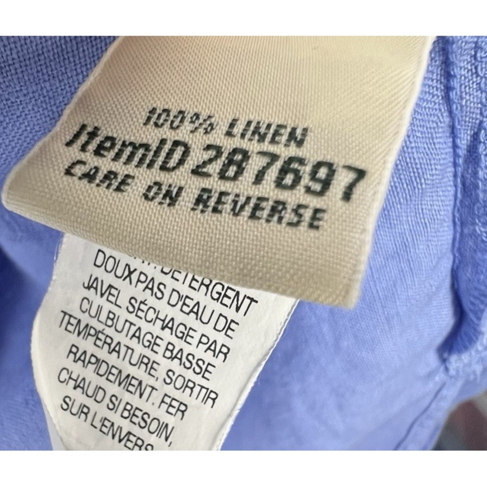 L.L.Bean‎ Womens Blue 100% Linen Sleeveless Shirt Dress Size 10 Reg Effortless - Picture 12 of 13